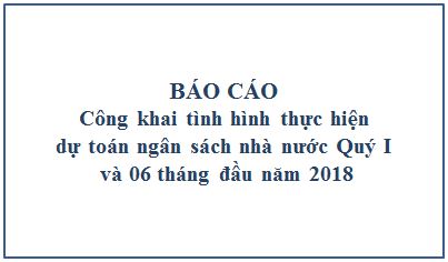 Công bố công khai tình hình thực hiện dự toán ngân sách nhà nước Quý I và 06 tháng đầu năm 2018